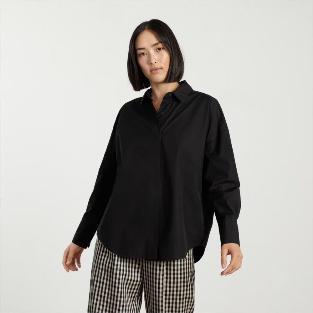 EVERLANE THE OVERSIZED POLIN SHIRT IN BLACK XXS